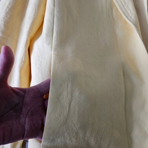 TALBOTS Linen Blazer Womens Size 16 Yellow Open Front Jacket Polyester Lining - Picture 8 of 16